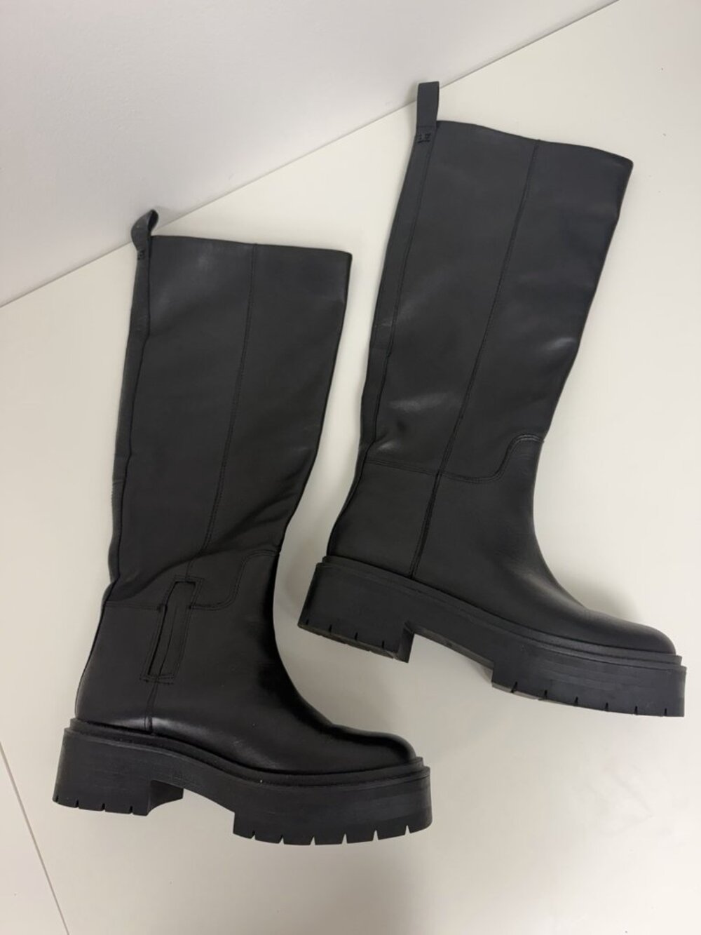 Sam Edelman Larina Waterproof Black Leather Knee-high Platform Boots Women's 8